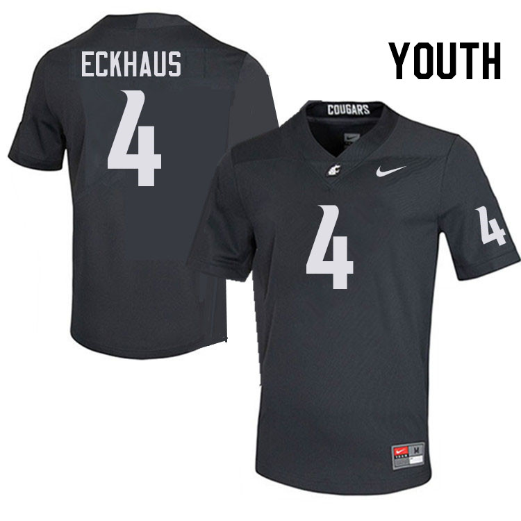 Youth #4 Zevi Eckhaus Washington State Cougars College Football Jerseys Stitched-Charcoal